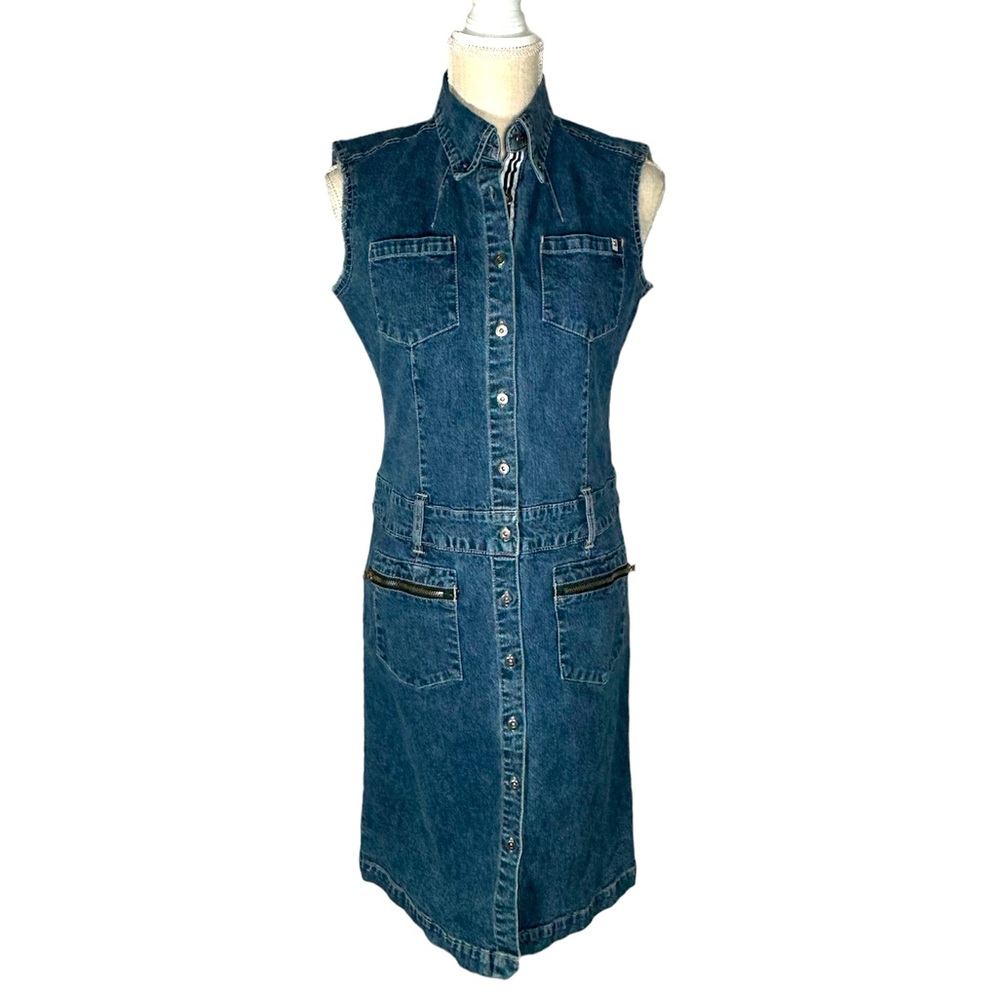 Vintage Tommy Hilfiger Jean Button Up Sleeveless Dress